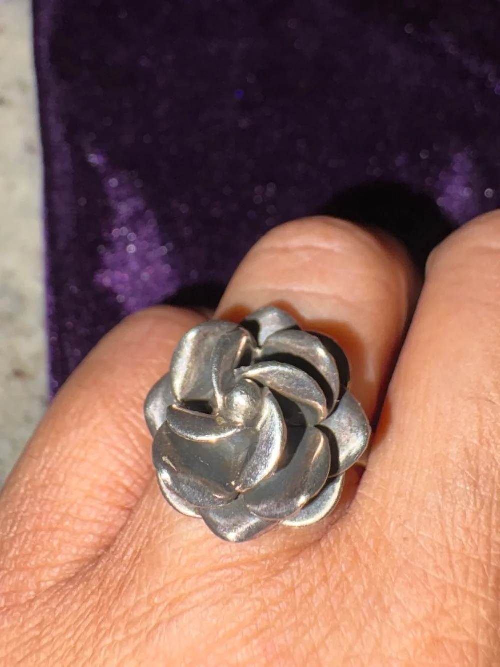 3D Rose Sterling Silver.925 Vintage 80’s Mexico 249 Stamped Ring Size 5.5
